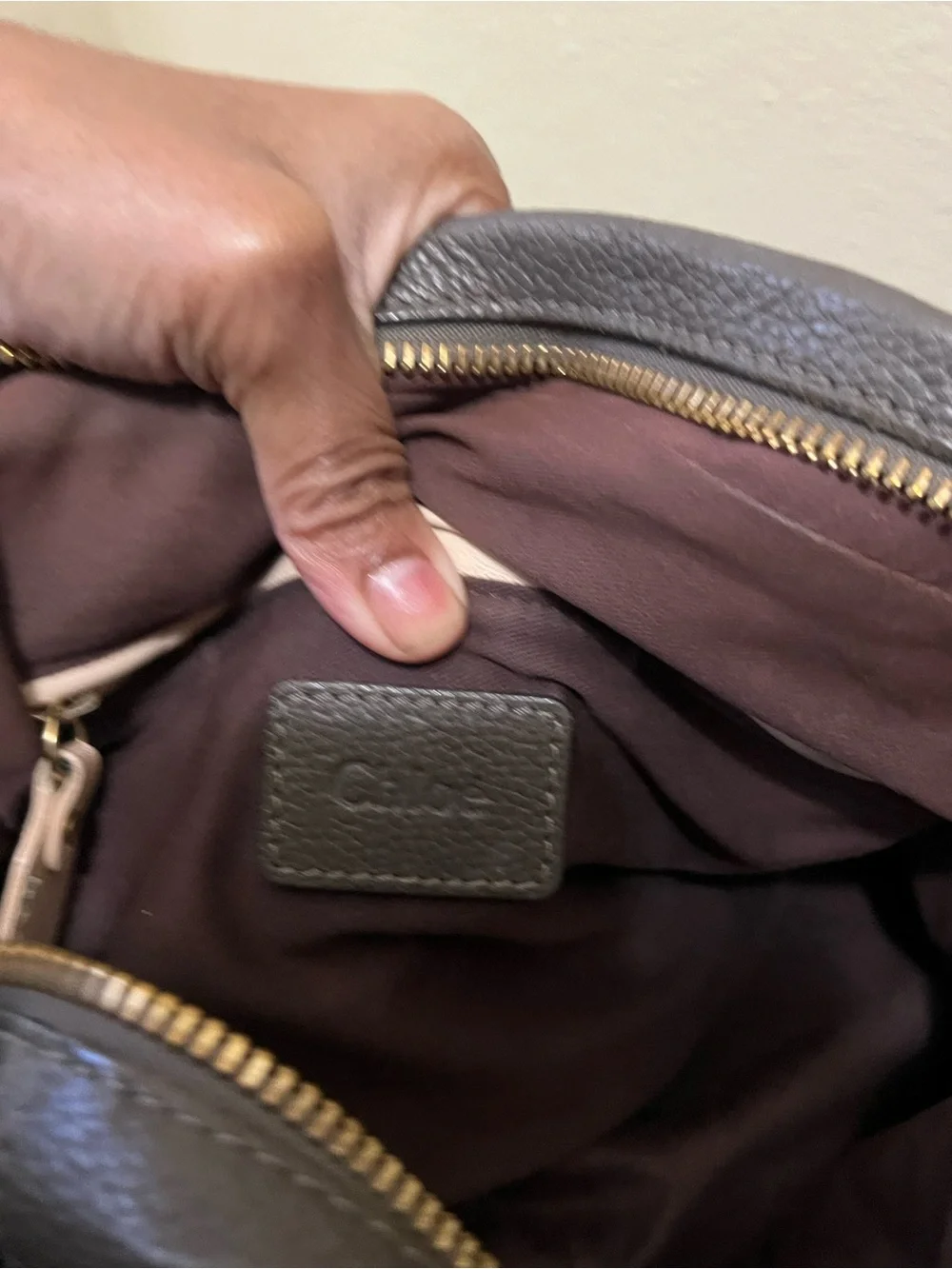 Chloe Brown Leather Satchel with Gold-Tone Hardware